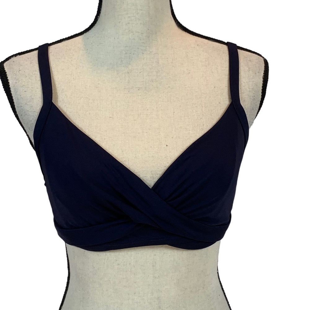 Sea Level Twist Front Underwire Bikini Top - Navy Blue - size 4